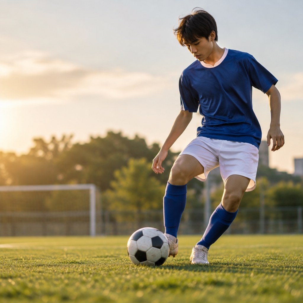 トラップと次のプレーの準備を考えるサッカー練習