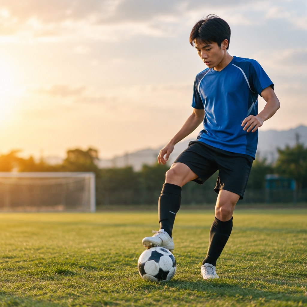 受ける姿勢と次の動作を確認するサッカー練習