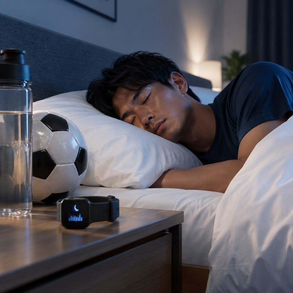 サッカー選手の睡眠とパフォーマンス・怪我への影響を解説した図