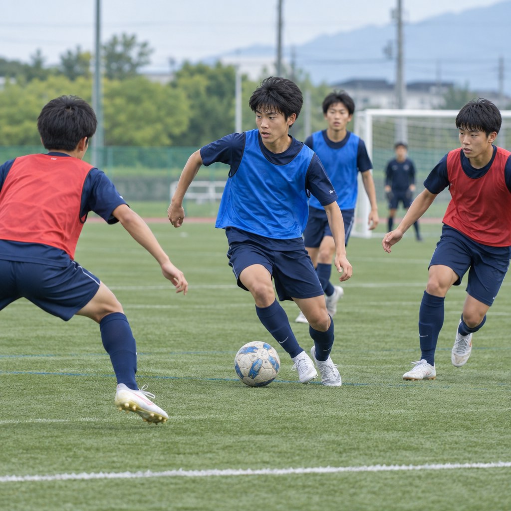 サッカーのライン間で受ける位置を探す選手