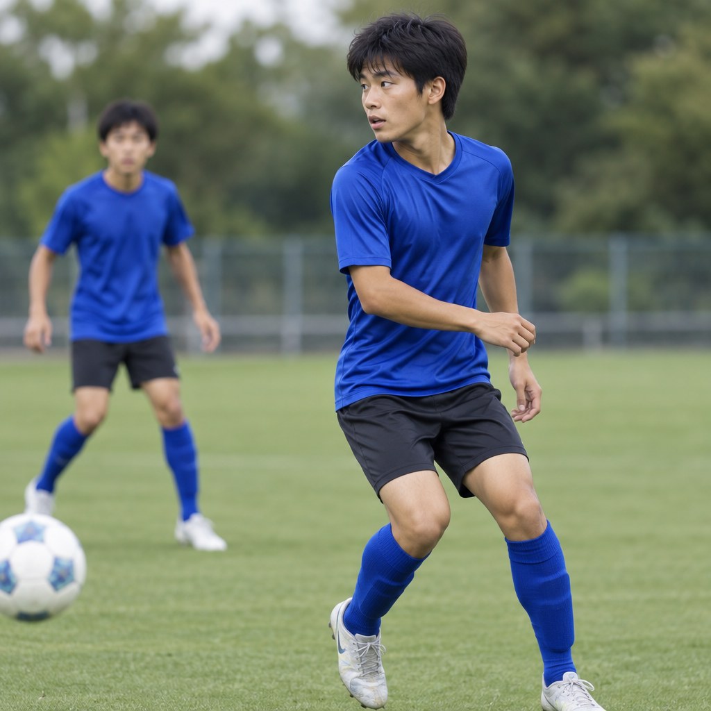 スルーパスを出す前に次の味方を確認する選手