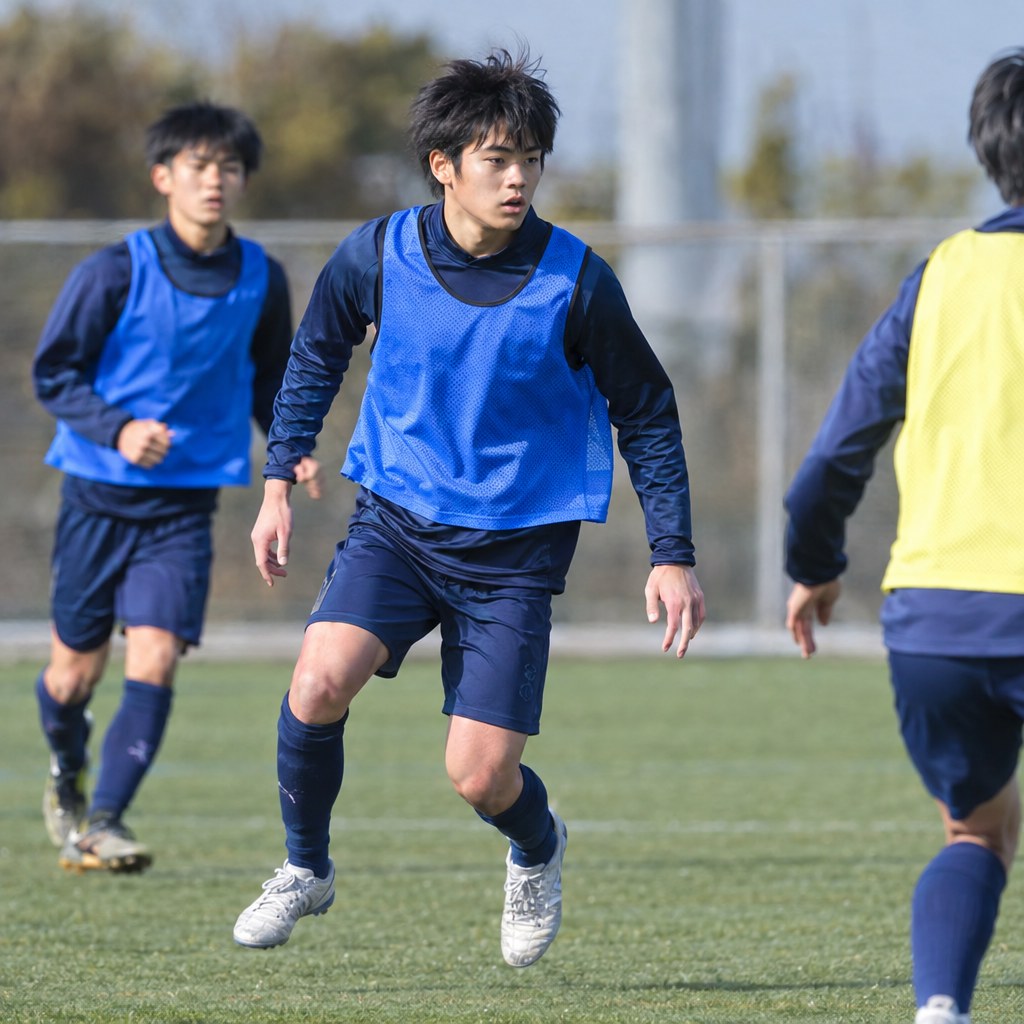 ボールがない時にも守備やサポートを続けるサッカー選手