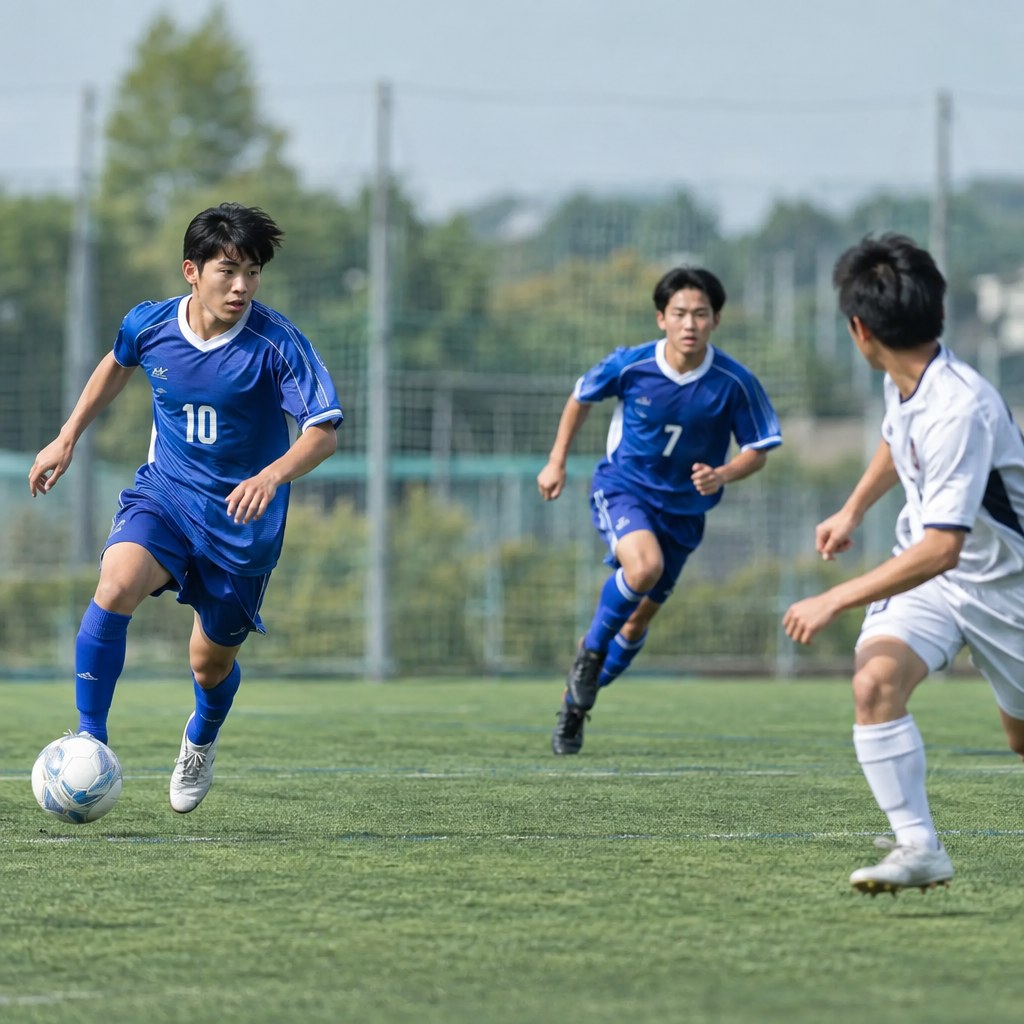 相手の視野から外れてオフザボールで動くサッカー選手