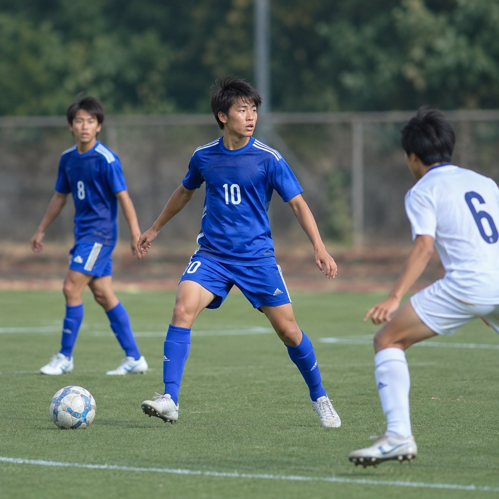 ボール・味方・相手を基準にポジショニングするサッカー選手