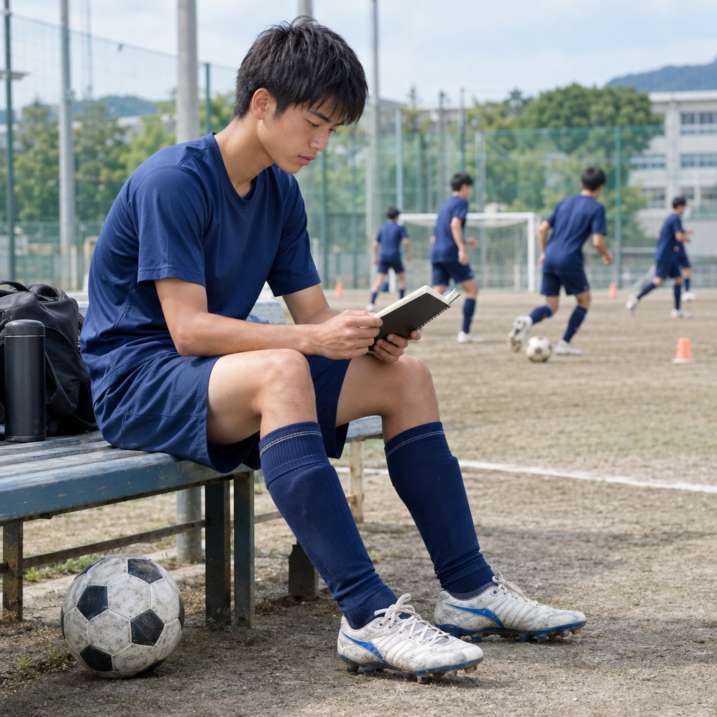 2軍に落ちた時の考え方をノートで整理するサッカー選手