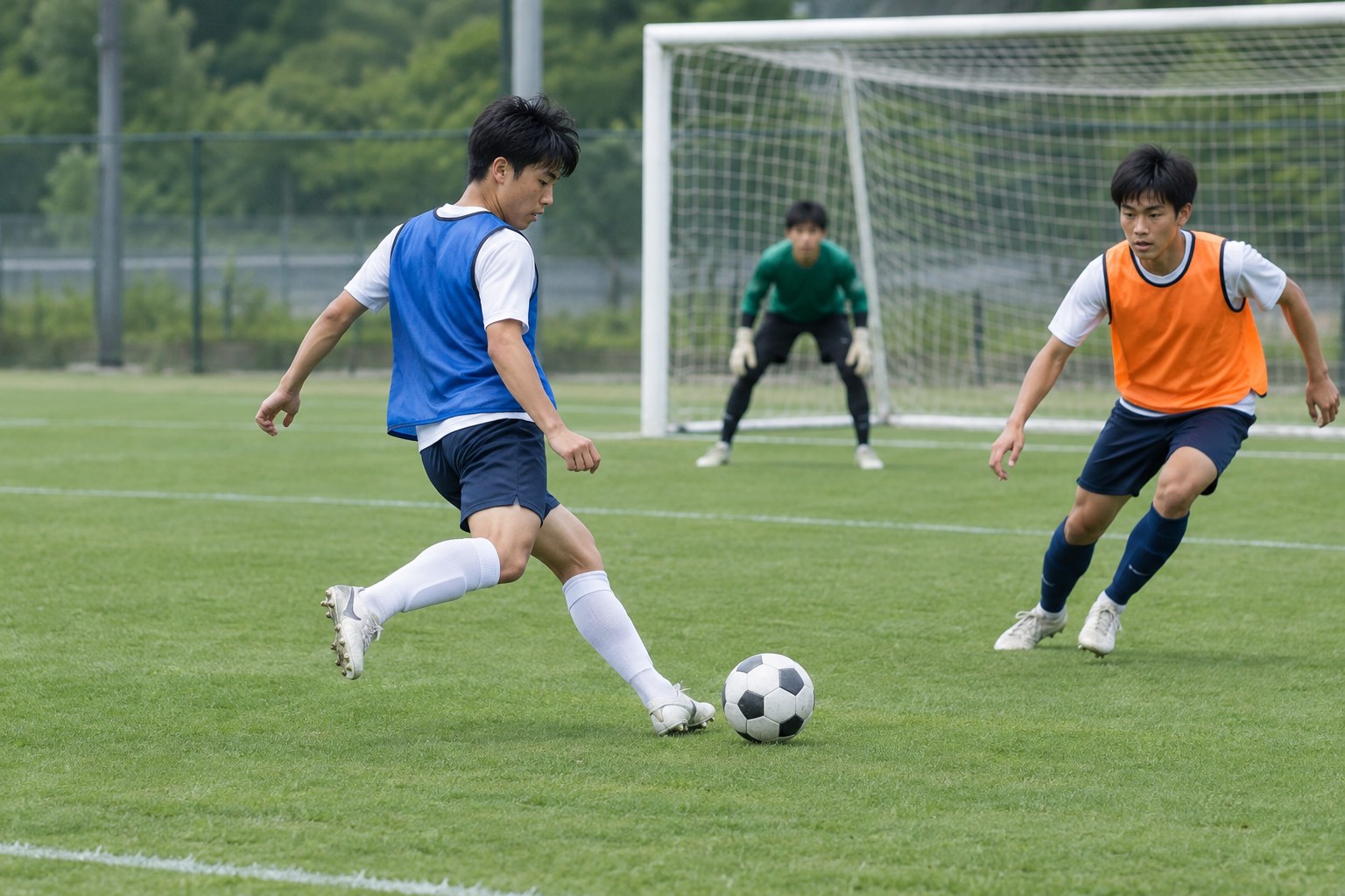 シュートが下手な選手の改善につながるトラップからシュートへの練習
